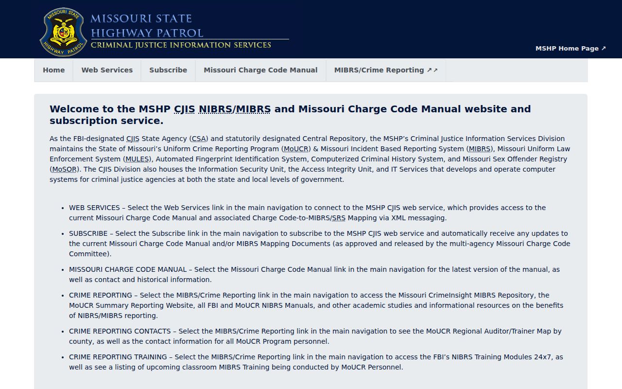 Restricted Missouri law enforcement system context